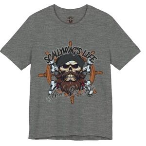 Scallywag's Life Never Say Die Bearded Scallywag‎ Gray  T-Shirt Unisex XL